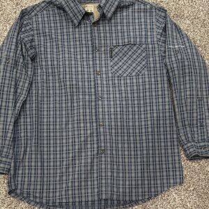 Columbia Omni Shade Blue Plaid Casual Button Down Shirt